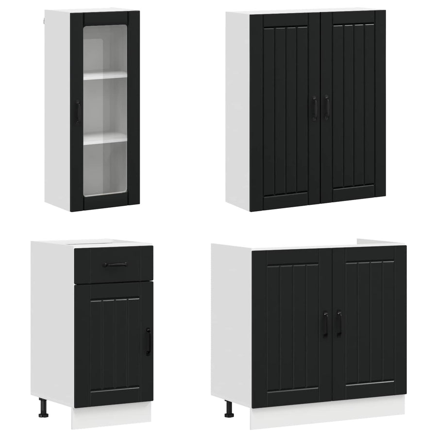 Keukenblok LUCCA 8 pcs Zwart Bewerkt hout