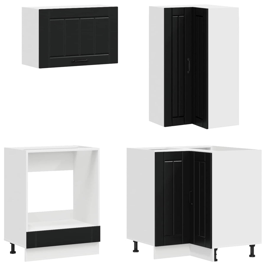 Keukenblok LUCCA 8 pcs Zwart Bewerkt hout