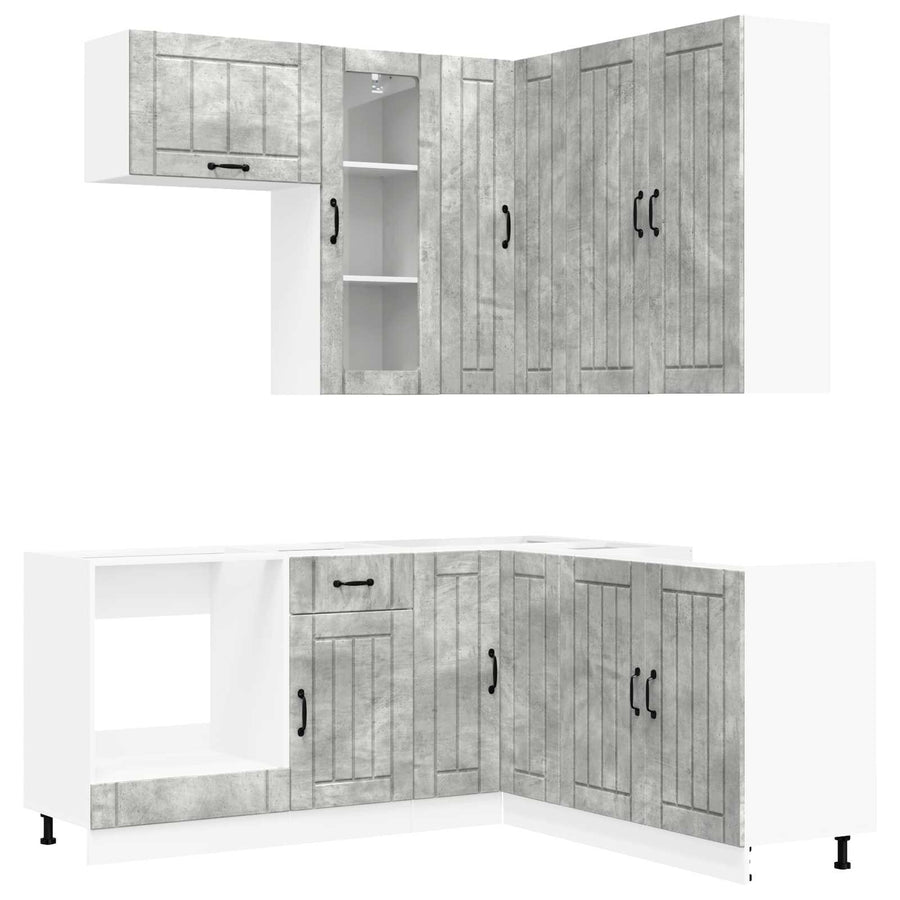 Keukenblok LUCCA 8 pcs Betongrijs Bewerkt hout