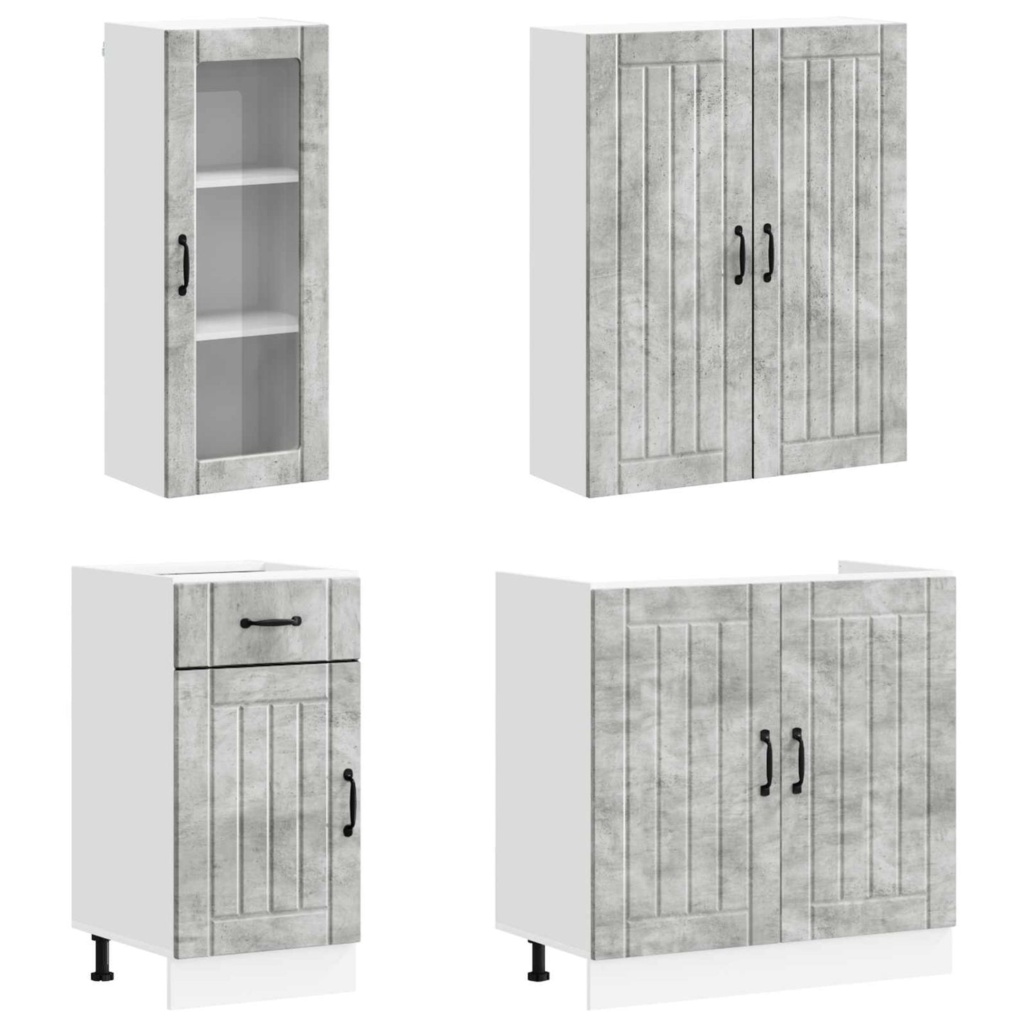 Keukenblok LUCCA 8 pcs Betongrijs Bewerkt hout