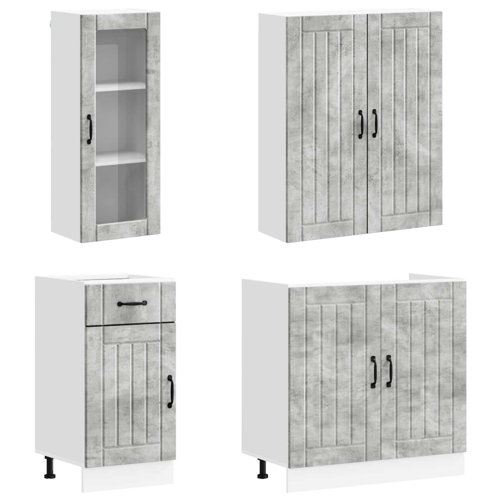 Keukenblok LUCCA 8 pcs Betongrijs Bewerkt hout