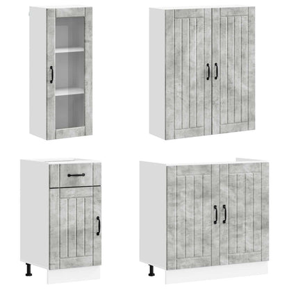 Keukenblok LUCCA 8 pcs Betongrijs Bewerkt hout