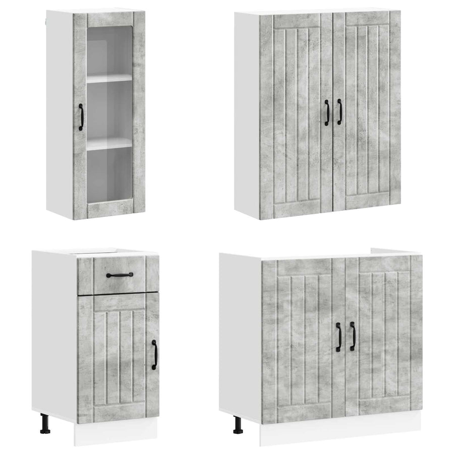 Keukenblok LUCCA 8 pcs Betongrijs Bewerkt hout