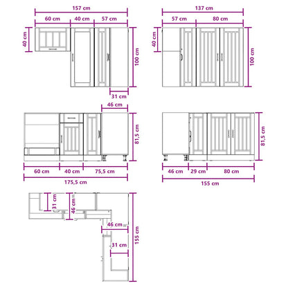 Keukenblok LUCCA 8 pcs Betongrijs Bewerkt hout