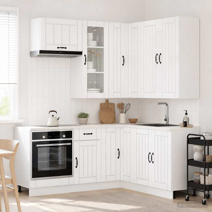 Keukenblok LUCCA 8 pcs Hoogglans Wit Bewerkt hout