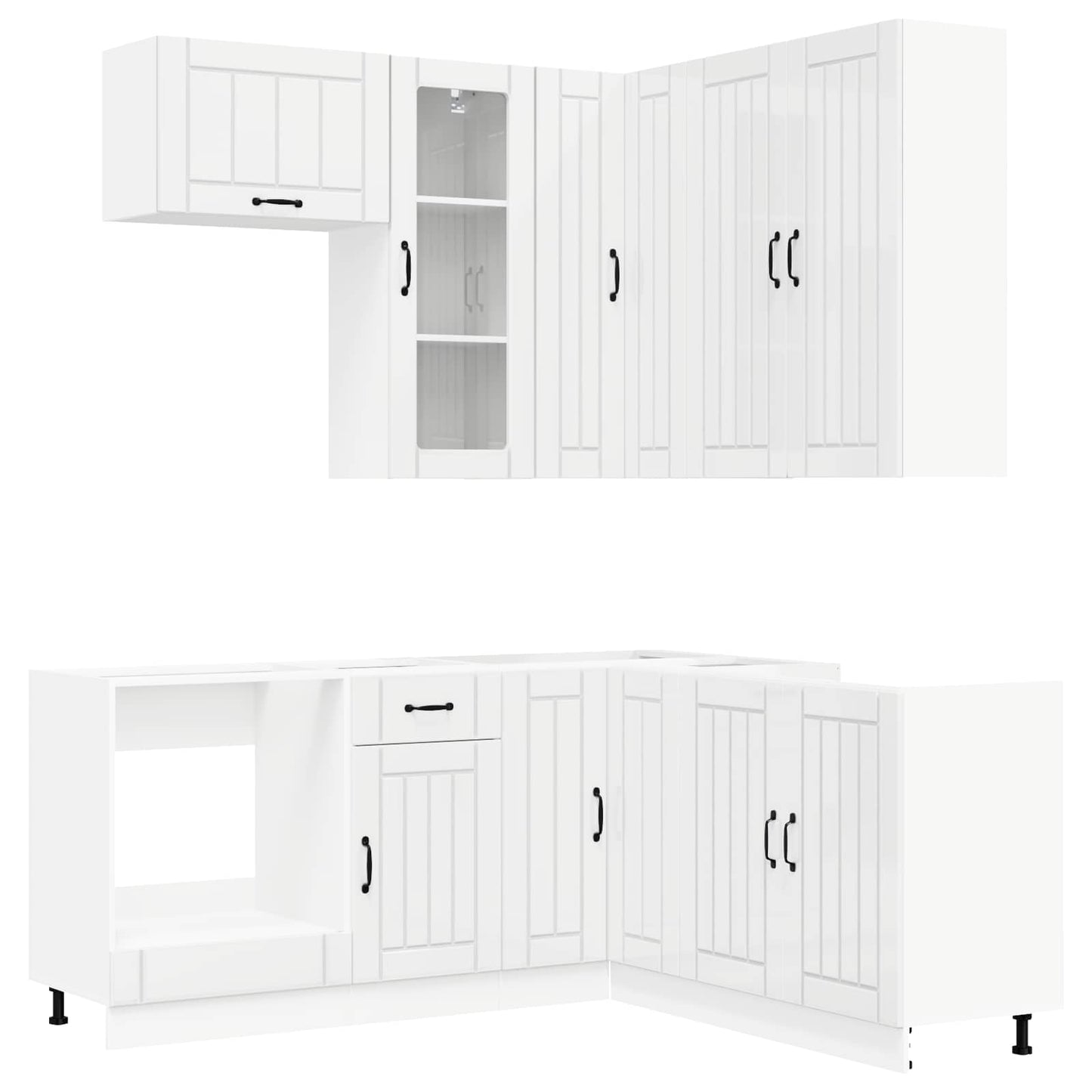 Keukenblok LUCCA 8 pcs Hoogglans Wit Bewerkt hout