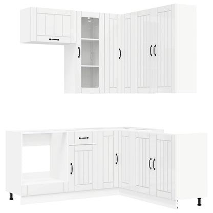 Keukenblok LUCCA 8 pcs Hoogglans Wit Bewerkt hout