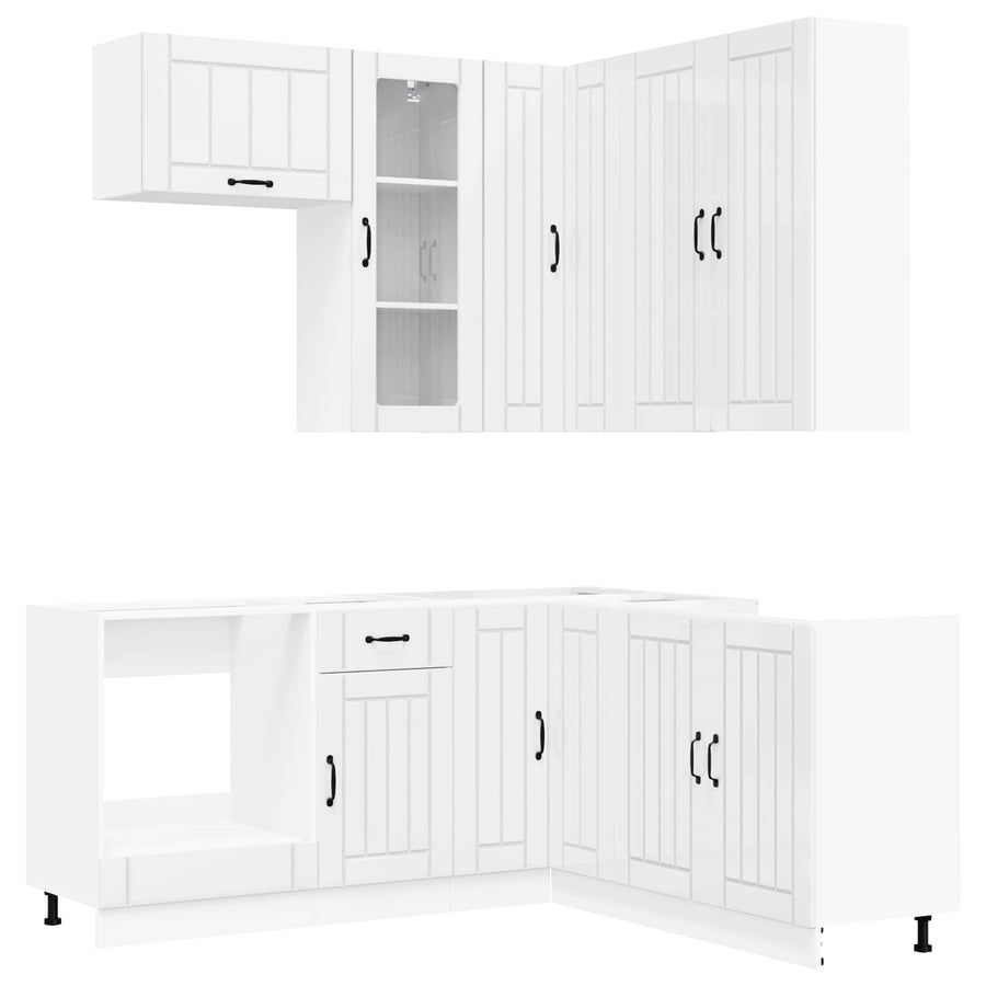 Keukenblok LUCCA 8 pcs Hoogglans Wit Bewerkt hout