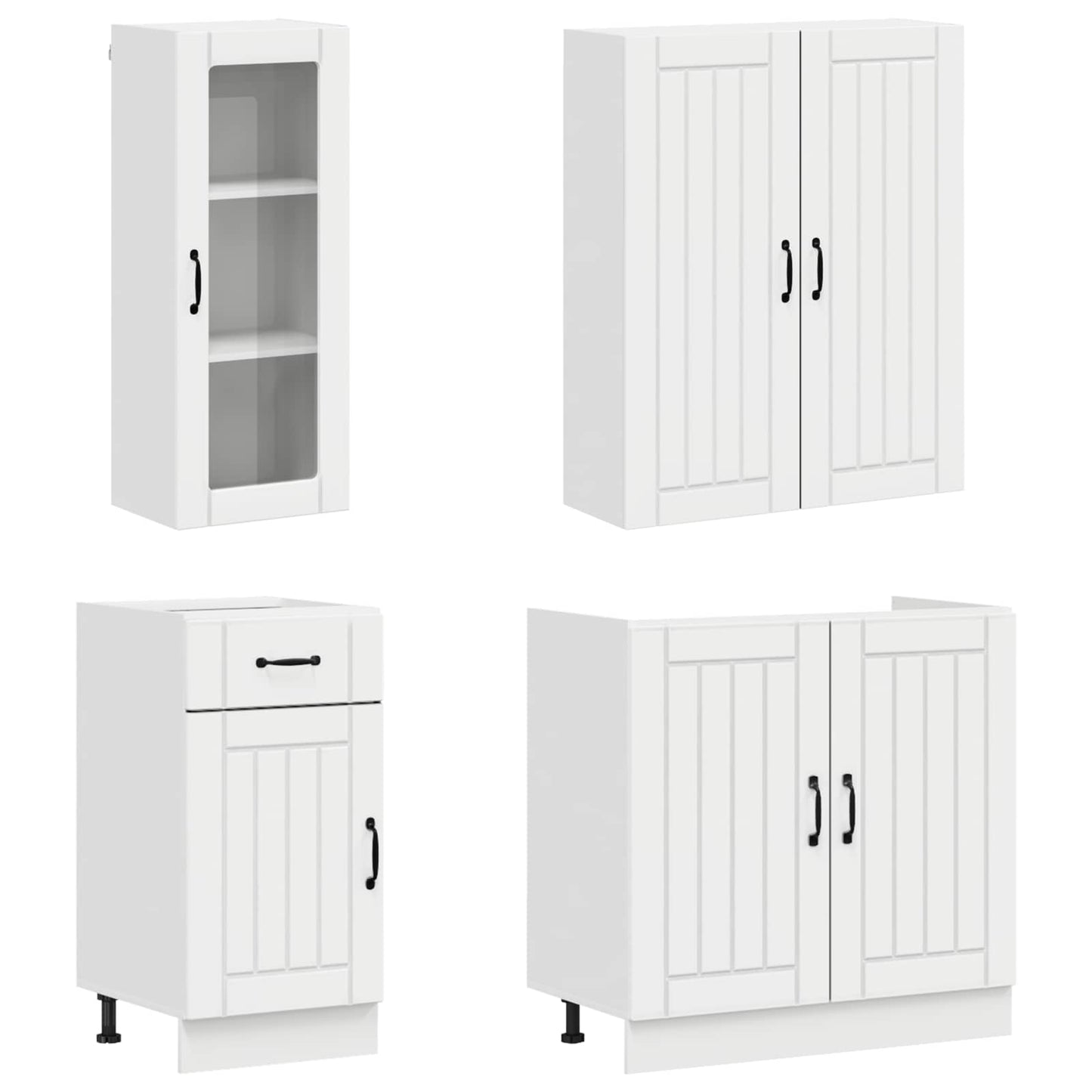 Keukenblok LUCCA 8 pcs Hoogglans Wit Bewerkt hout