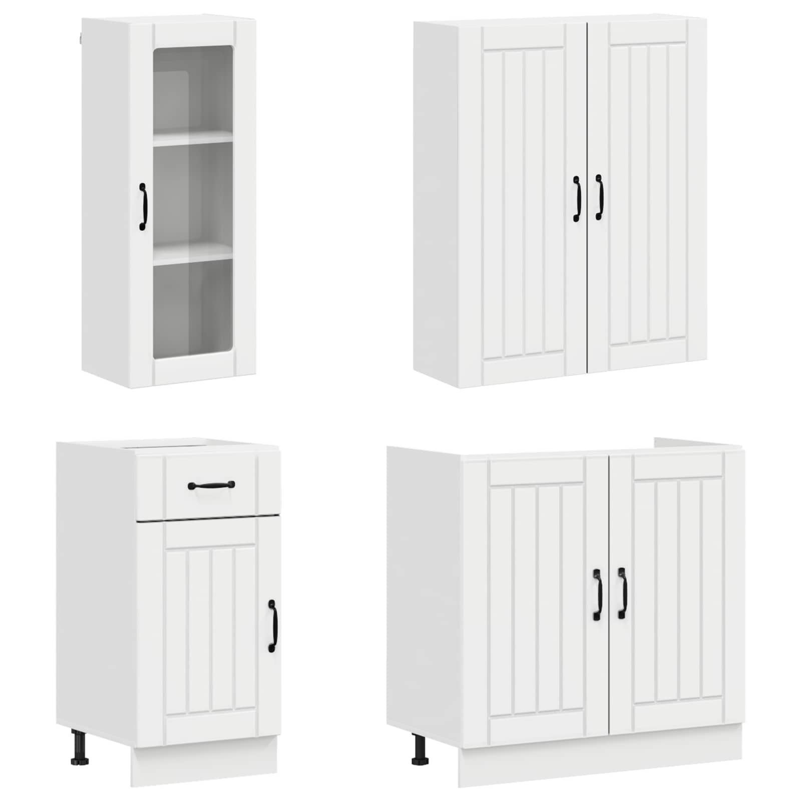 Keukenblok LUCCA 8 pcs Hoogglans Wit Bewerkt hout
