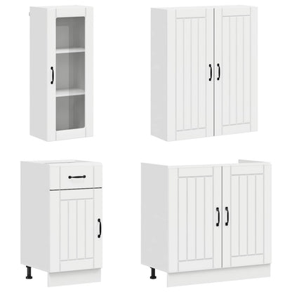 Keukenblok LUCCA 8 pcs Hoogglans Wit Bewerkt hout
