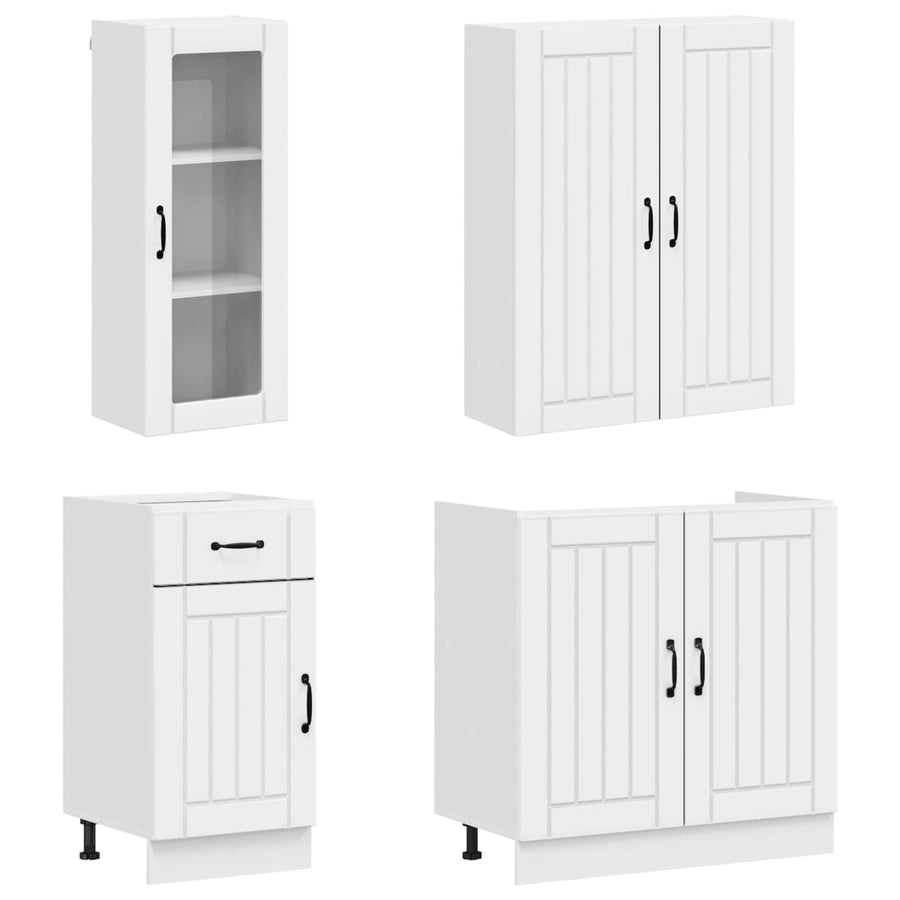 Keukenblok LUCCA 8 pcs Hoogglans Wit Bewerkt hout