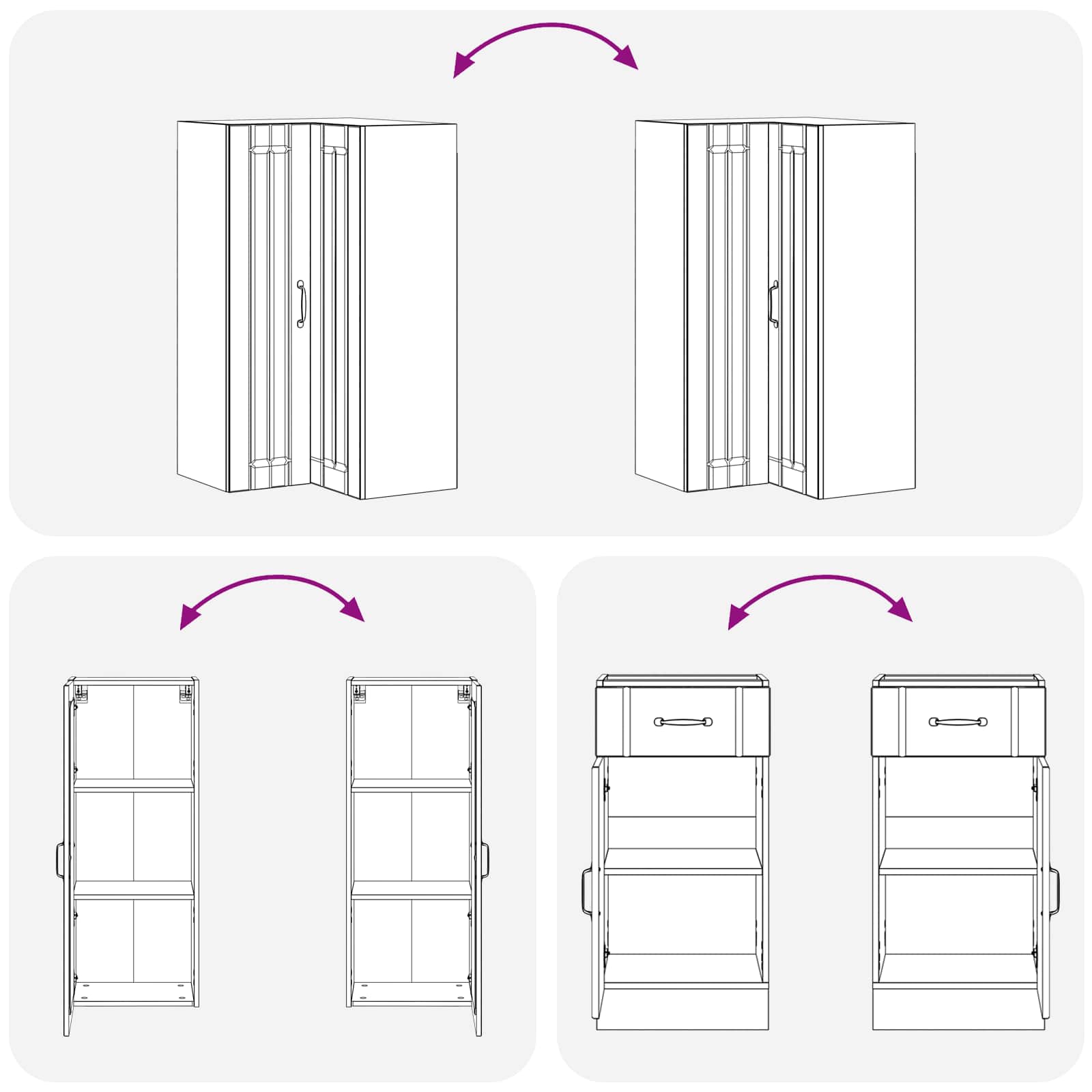Keukenblok LUCCA 8 pcs Hoogglans Wit Bewerkt hout