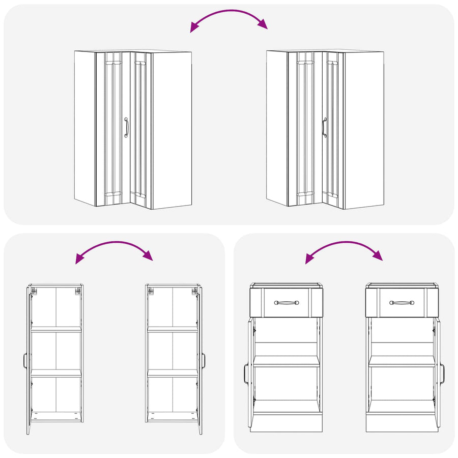Keukenblok LUCCA 8 pcs Hoogglans Wit Bewerkt hout