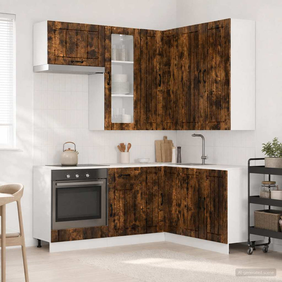 Keukenblok LUCCA 8 pcs Gerookt eiken Bewerkt hout