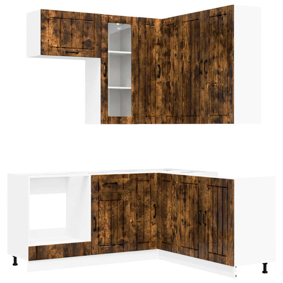Keukenblok LUCCA 8 pcs Gerookt eiken Bewerkt hout