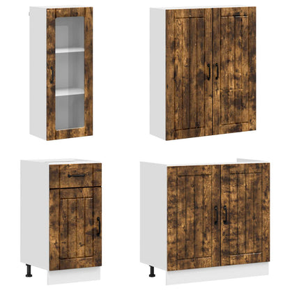 Keukenblok LUCCA 8 pcs Gerookt eiken Bewerkt hout
