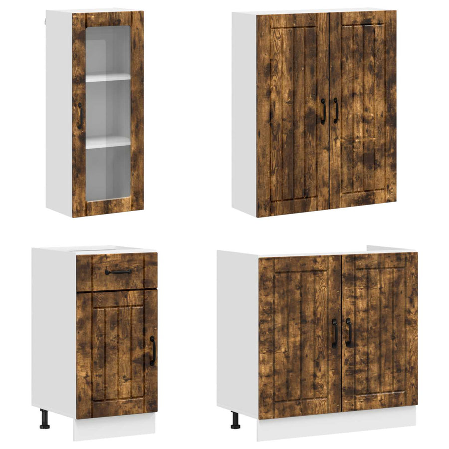 Keukenblok LUCCA 8 pcs Gerookt eiken Bewerkt hout