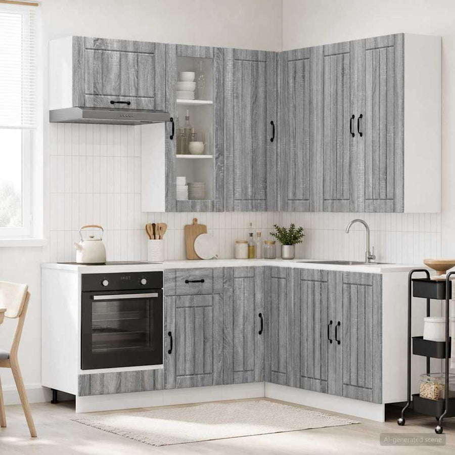 Keukenblok LUCCA 8 pcs Grijs Sonoma Bewerkt hout