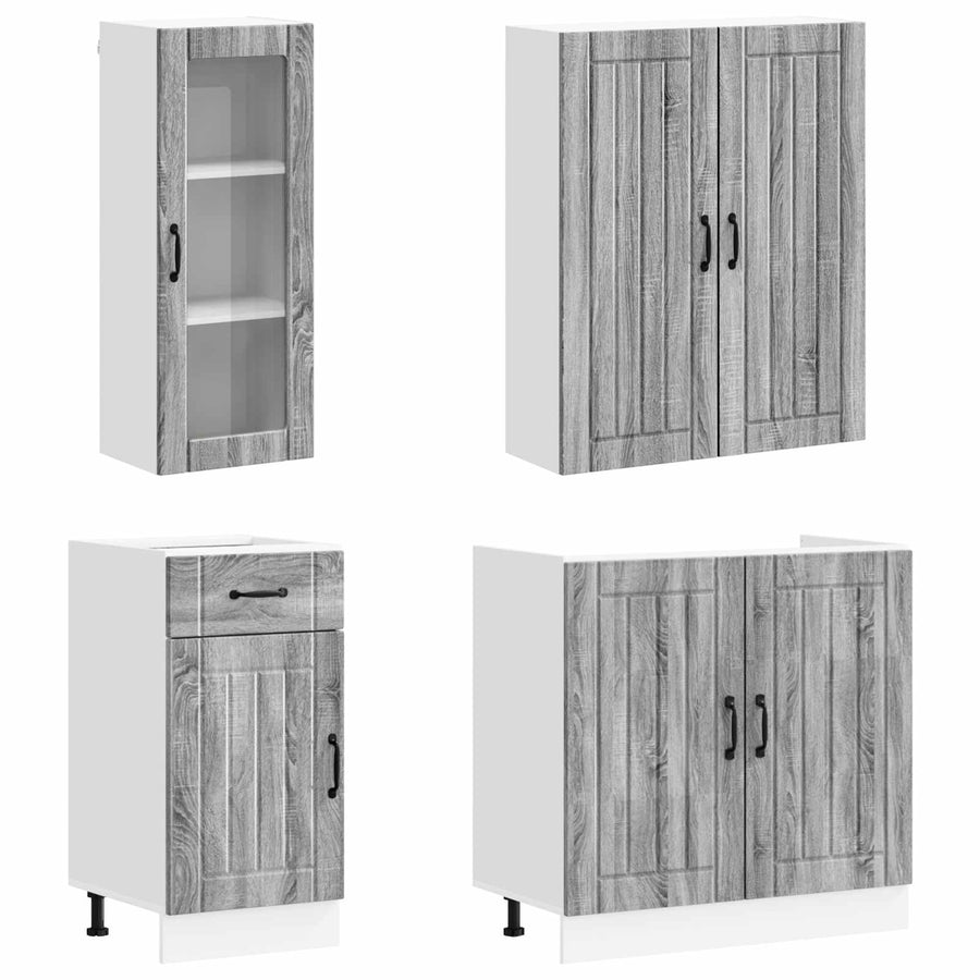 Keukenblok LUCCA 8 pcs Grijs Sonoma Bewerkt hout