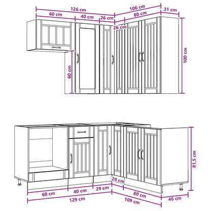Keukenblok LUCCA 8 pcs Grijs Sonoma Bewerkt hout