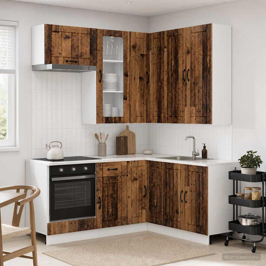 Keukenblok LUCCA 8 pcs Oud hout Bewerkt hout