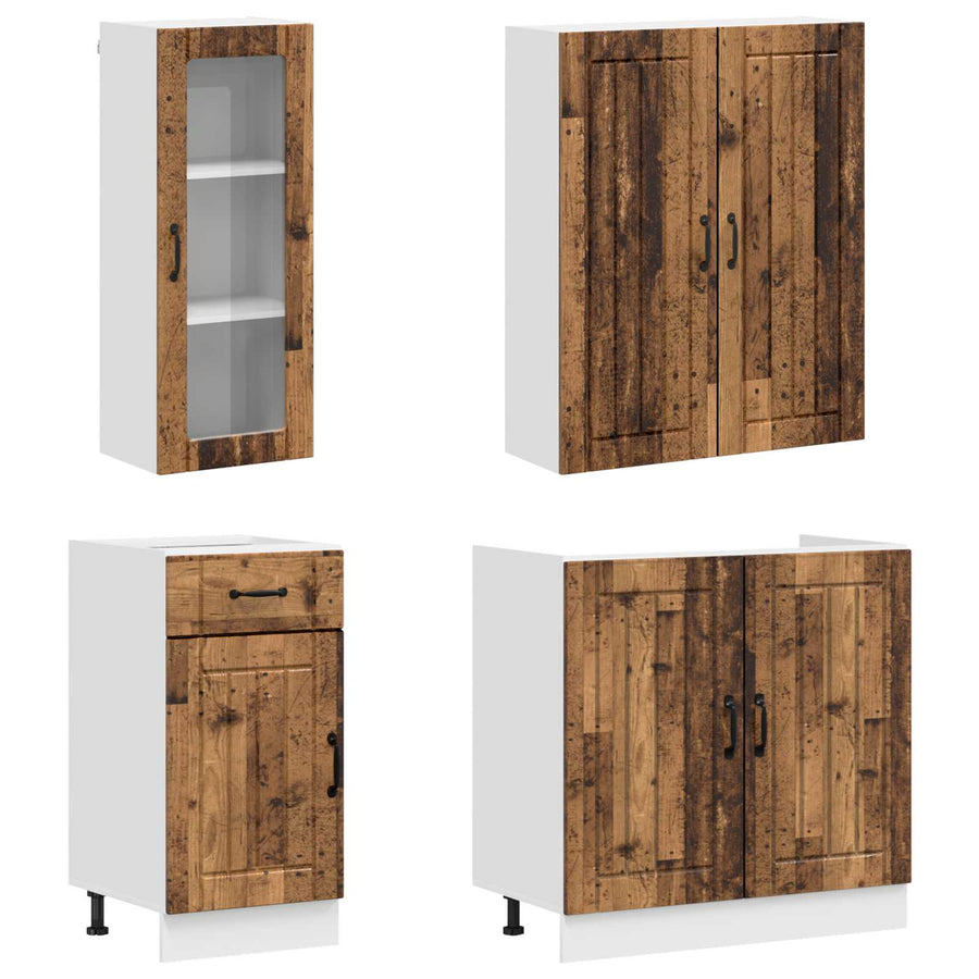 Keukenblok LUCCA 8 pcs Oud hout Bewerkt hout