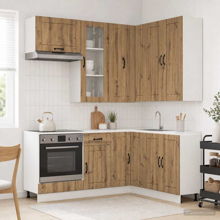 Keukenblok LUCCA 8 pcs Artisanaal eiken Bewerkt hout