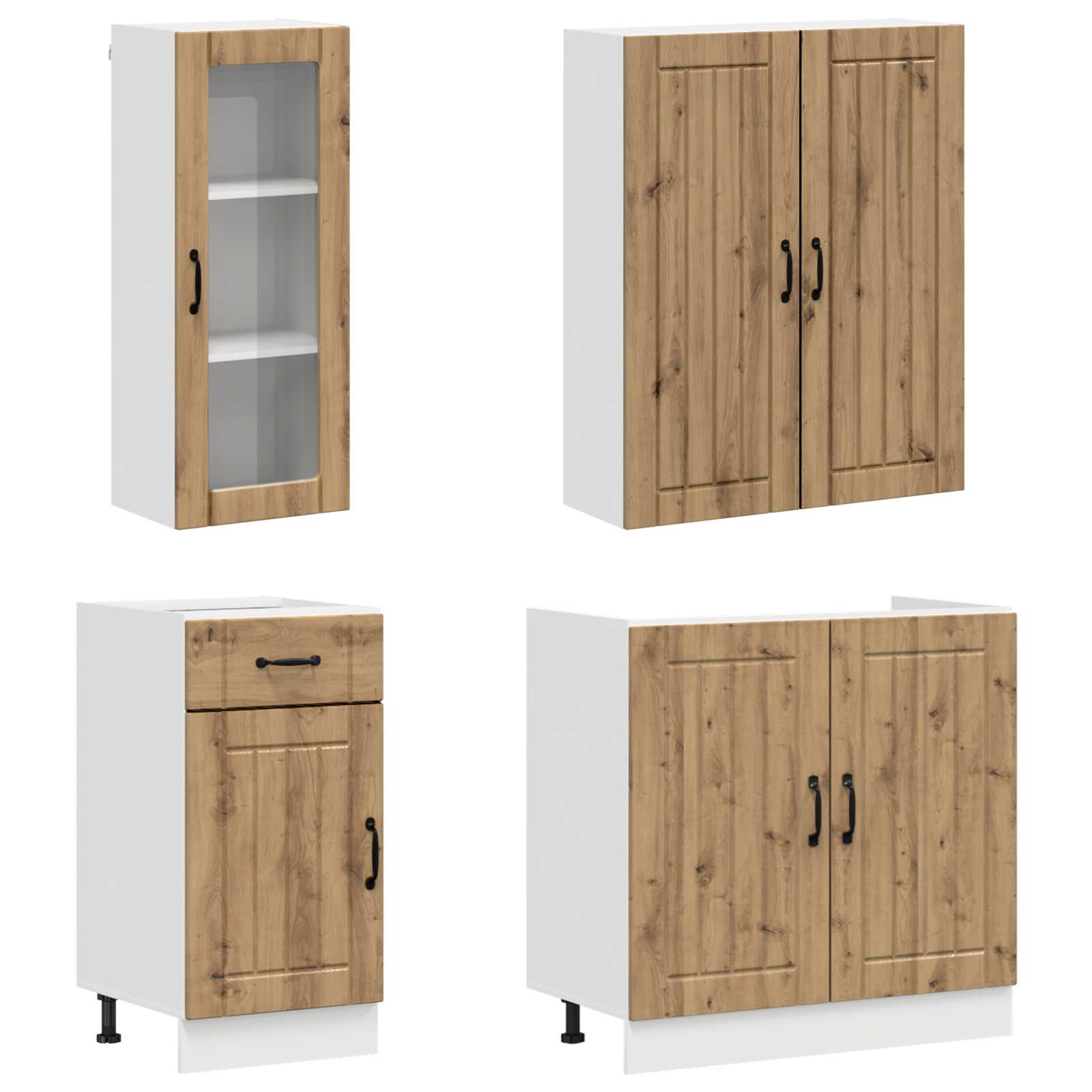 Keukenblok LUCCA 8 pcs Artisanaal eiken Bewerkt hout