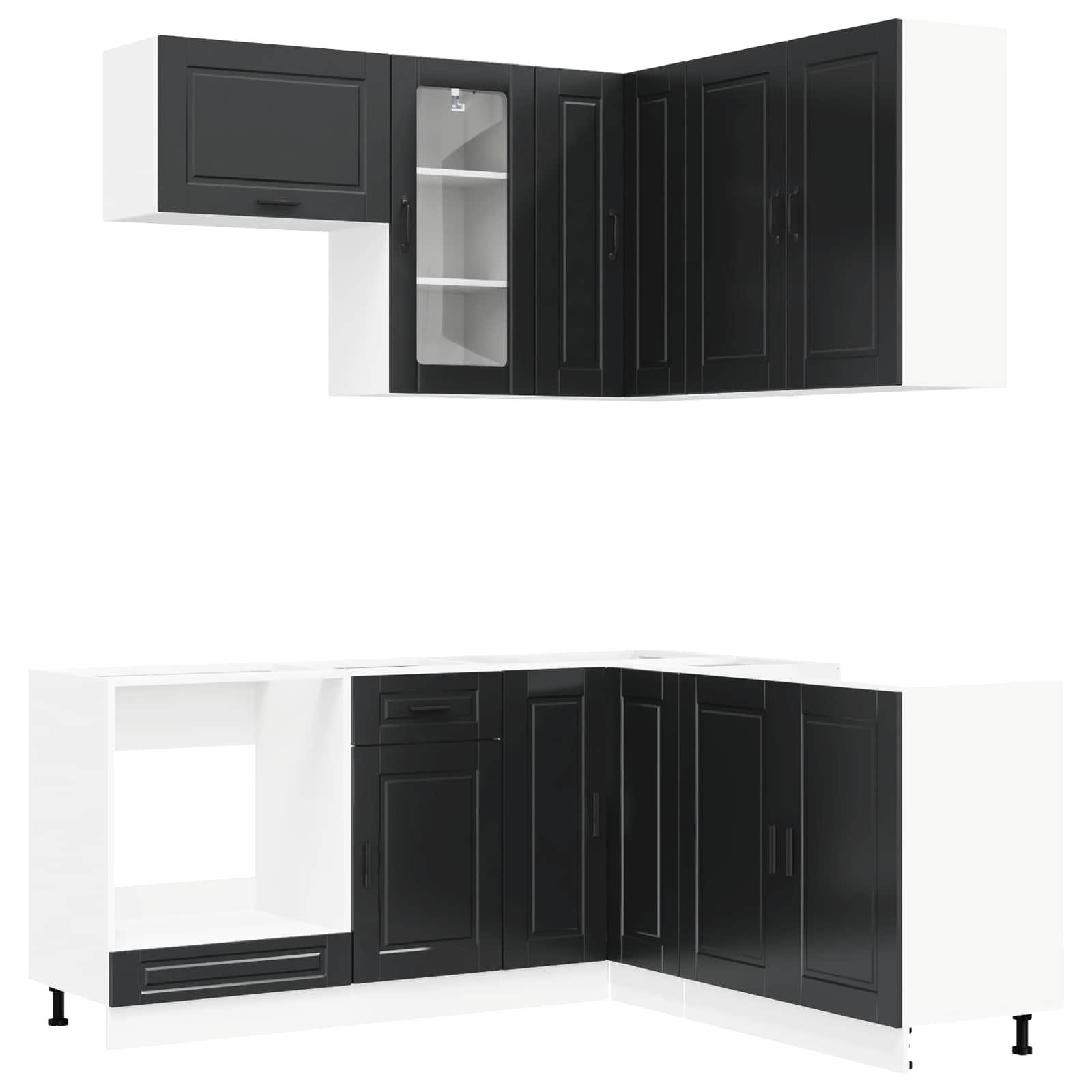 Keukenblok PORTO 8 pcs Zwart Bewerkt hout