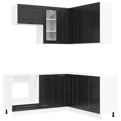 Keukenblok PORTO 8 pcs Zwart Bewerkt hout