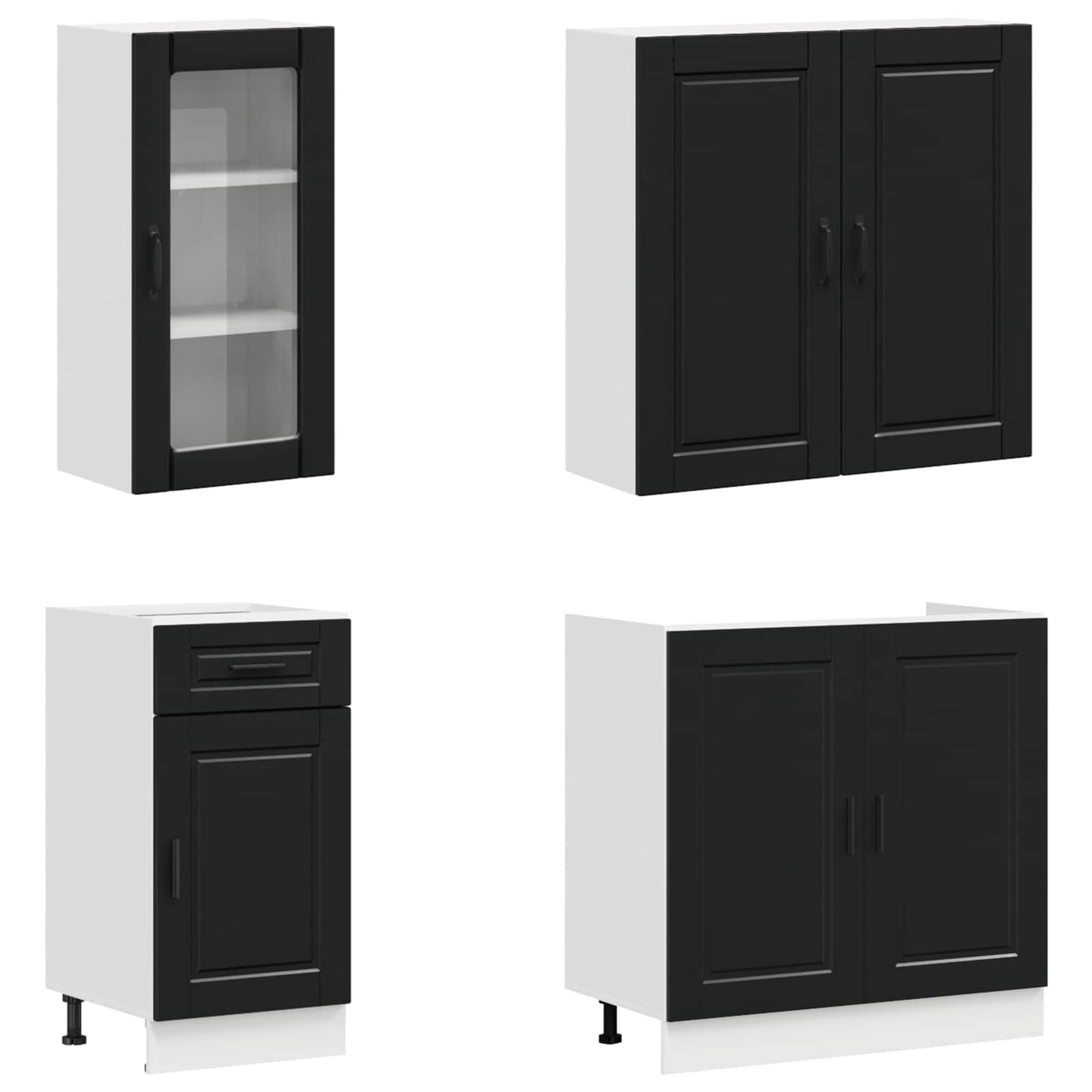 Keukenblok PORTO 8 pcs Zwart Bewerkt hout