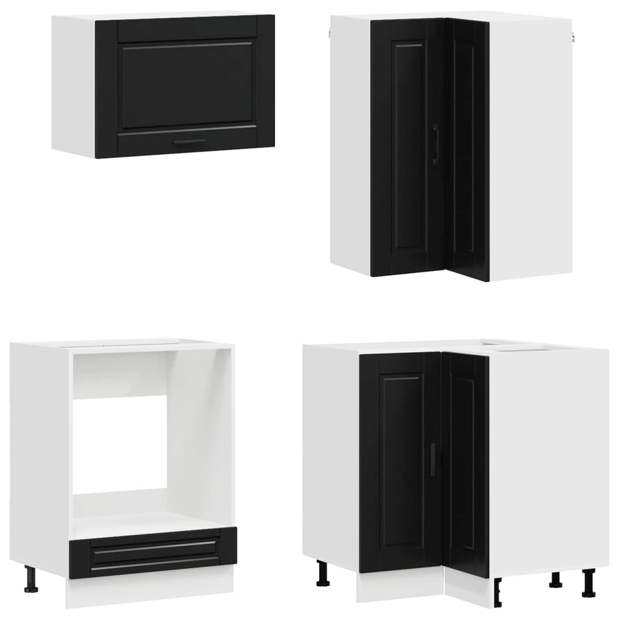 Keukenblok PORTO 8 pcs Zwart Bewerkt hout