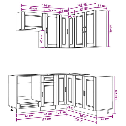 Keukenblok PORTO 8 pcs Zwart Bewerkt hout