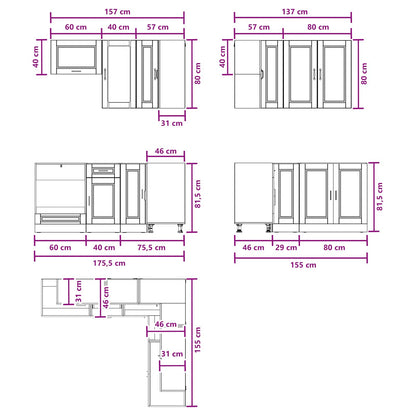 Keukenblok PORTO 8 pcs Sonoma Eiken Bewerkt hout