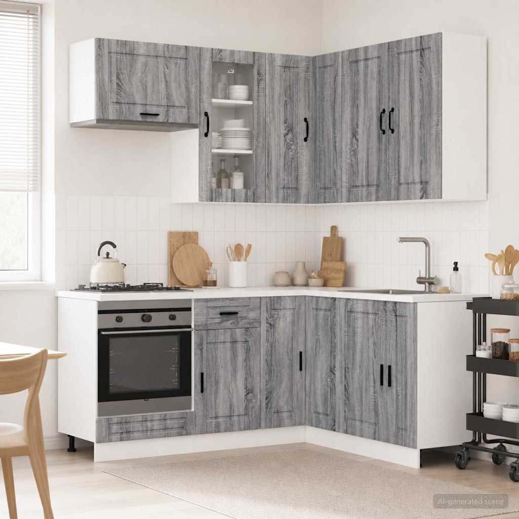 Keukenblok PORTO 8 pcs Grijs Sonoma Bewerkt hout