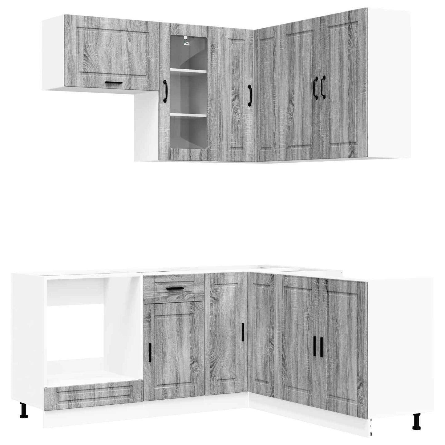 Keukenblok PORTO 8 pcs Grijs Sonoma Bewerkt hout