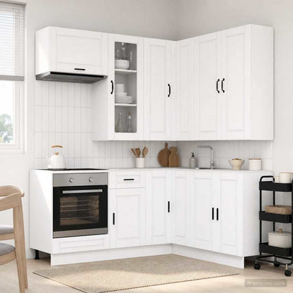 Keukenblok PORTO 8 pcs Wit Bewerkt hout