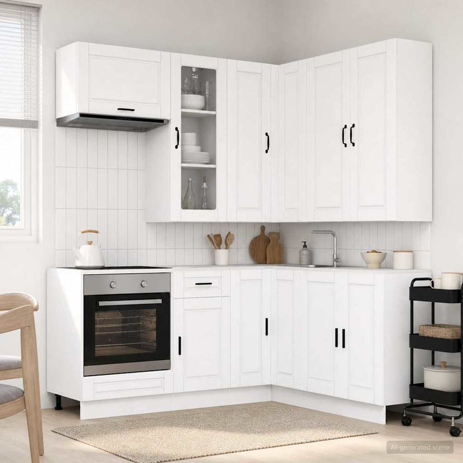 Keukenblok PORTO 8 pcs Wit Bewerkt hout
