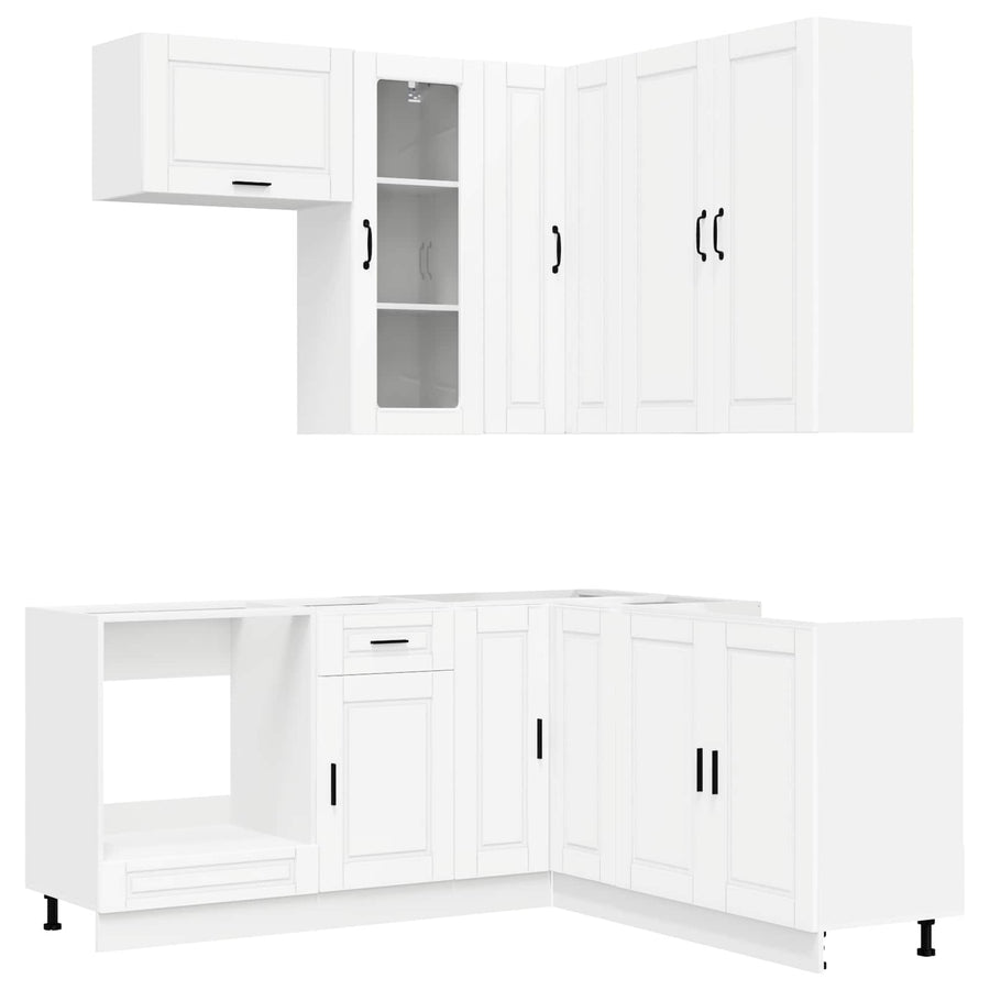 Keukenblok PORTO 8 pcs Wit Bewerkt hout