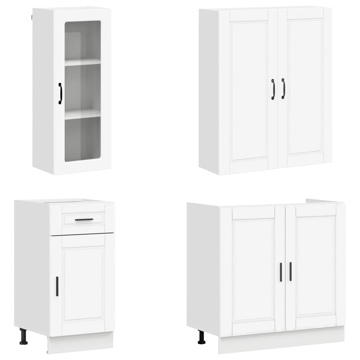 Keukenblok PORTO 8 pcs Wit Bewerkt hout