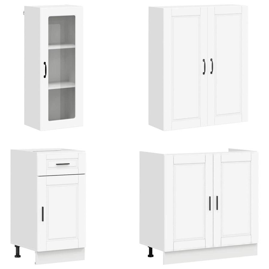 Keukenblok PORTO 8 pcs Wit Bewerkt hout