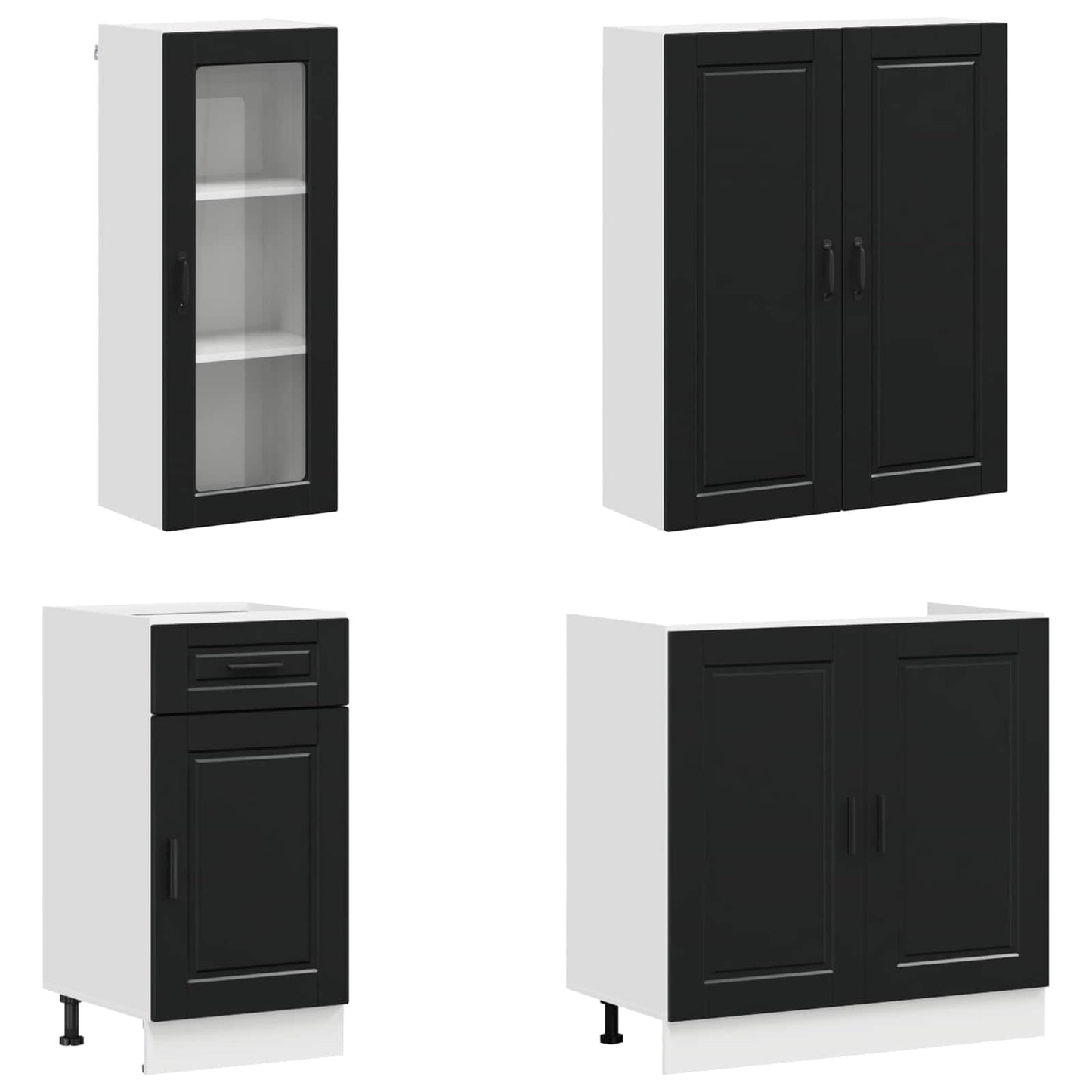 Keukenblok PORTO 8 pcs Zwart Bewerkt hout