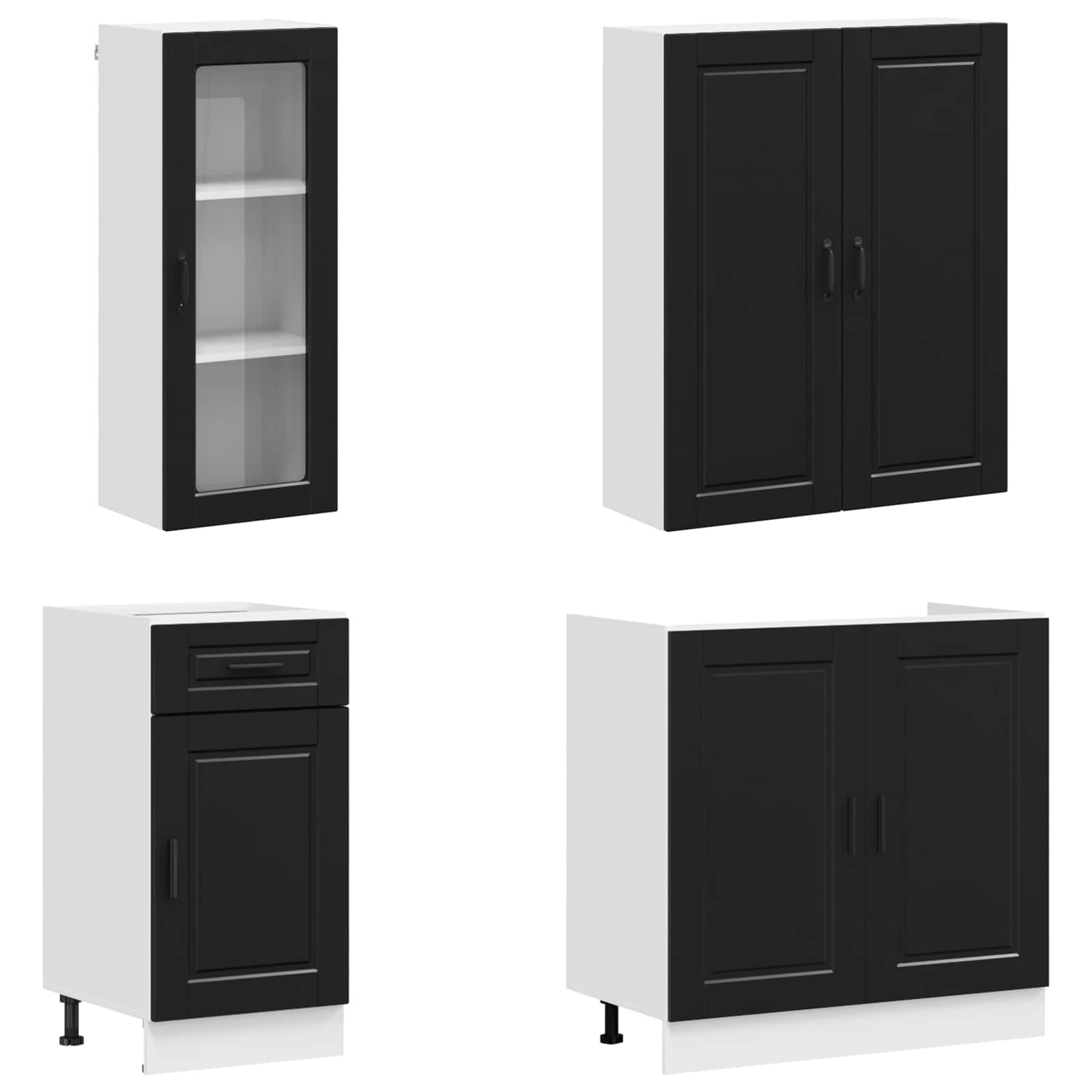 Keukenblok PORTO 8 pcs Zwart Bewerkt hout