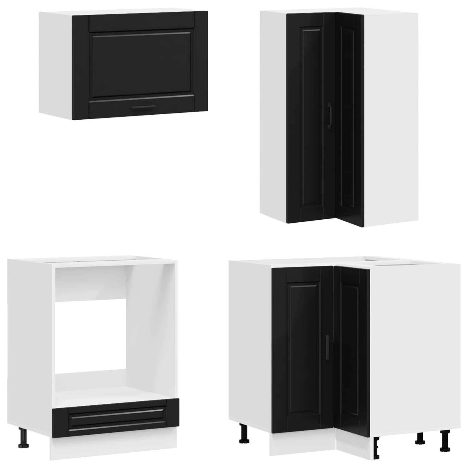 Keukenblok PORTO 8 pcs Zwart Bewerkt hout