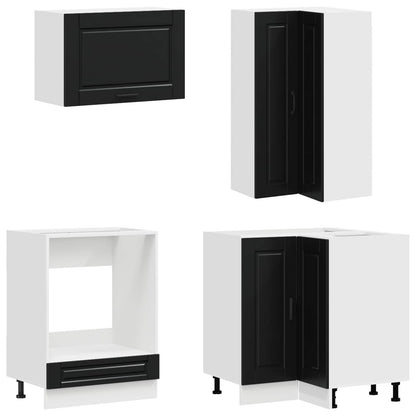 Keukenblok PORTO 8 pcs Zwart Bewerkt hout