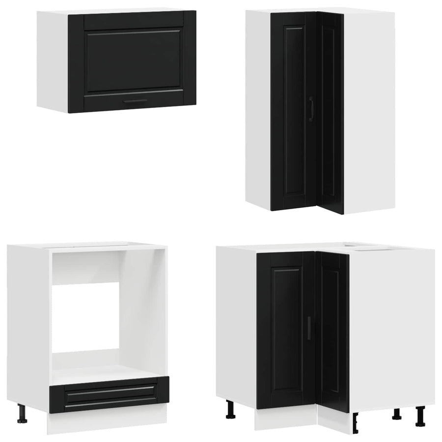 Keukenblok PORTO 8 pcs Zwart Bewerkt hout