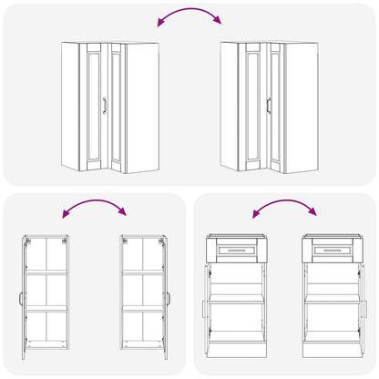 Keukenblok PORTO 8 pcs Zwart Bewerkt hout