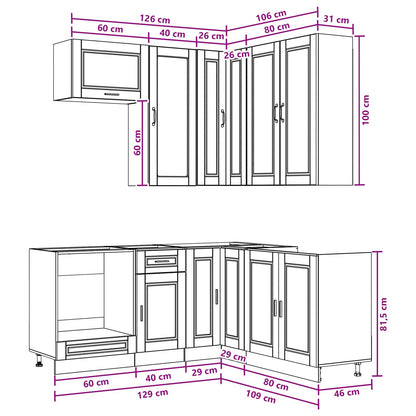 Keukenblok PORTO 8 pcs Sonoma Eiken Bewerkt hout