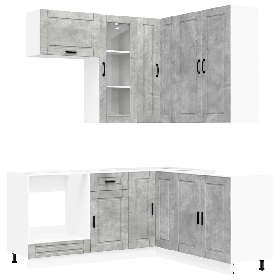 Keukenblok PORTO 8 pcs Betongrijs Bewerkt hout